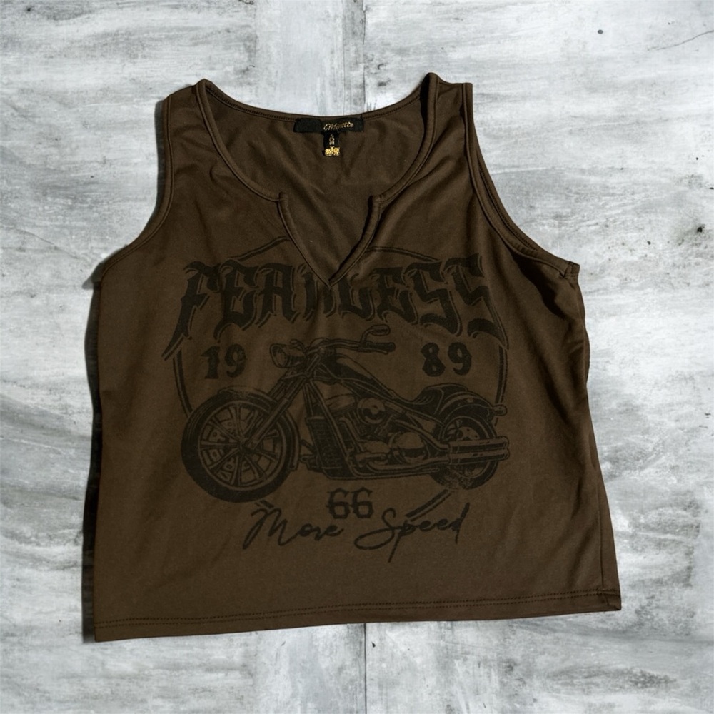 Brown Graphic Tank Top